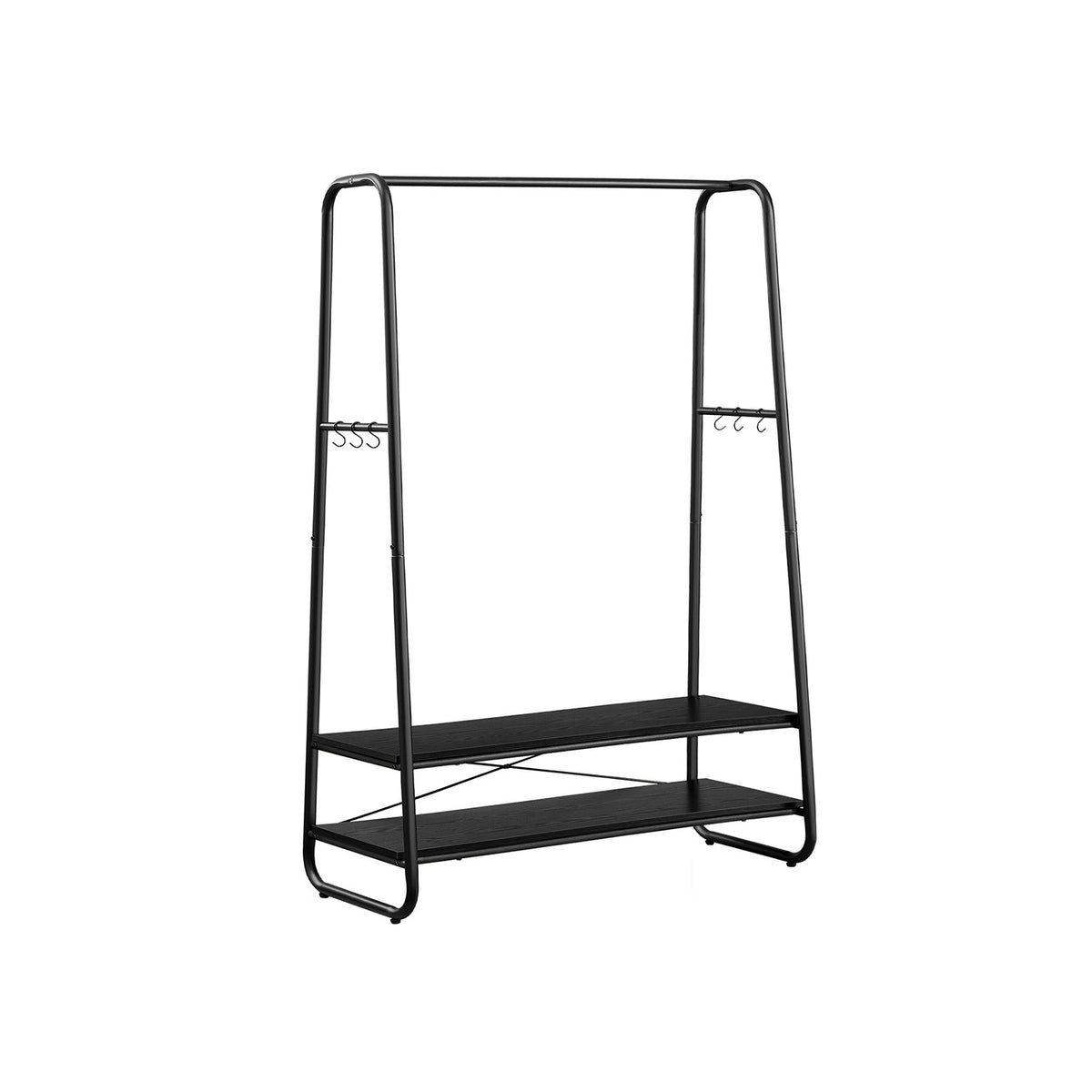 VASAGLE Perchero Burro Con 6 Ganchos Y 2 Estantes | 45x100x160 Cm, Marrón Rústico Y Negro Mate, Capacidad Total 190 Kg