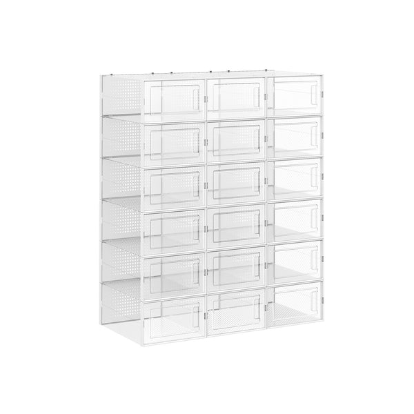 Juego de 18 Cajas para Zapatos Cajas Plegables Transparente y Blanco