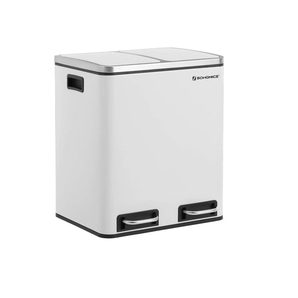 Cubo de Basura de Cocina 2 x 15 L Cubo con Cubeta Doble para Reciclaje y Residuo