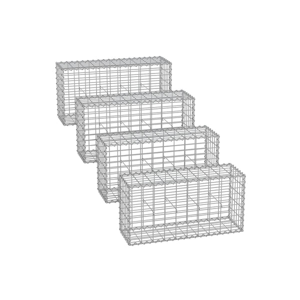 Juego de 4 Gaviones de Piedra 100 x 50 x 30 cm Plata