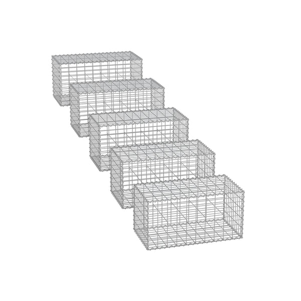 Juego de 5 Gaviones de Piedra 100 x 50 x 50 cm  Plata
