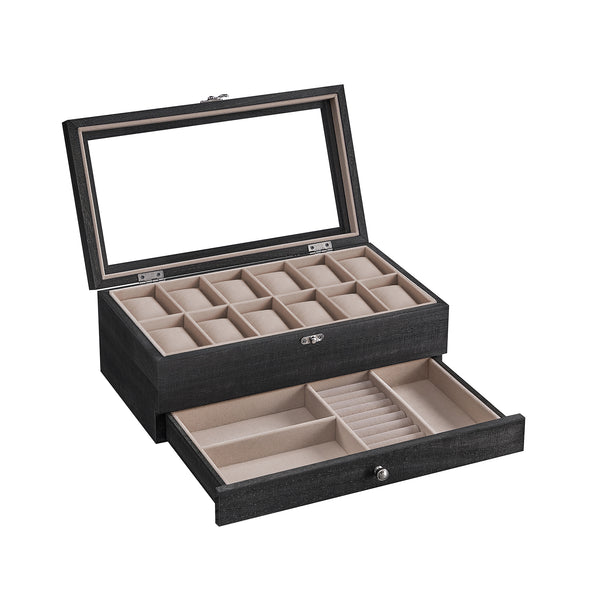 Caja de Relojes con 12 Ranuras Negro Ébano