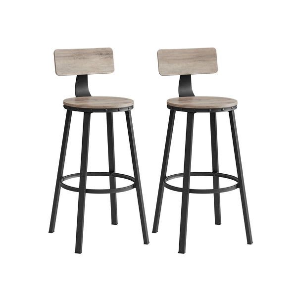 Juego de 2 Taburetes Altos Greige y Negro