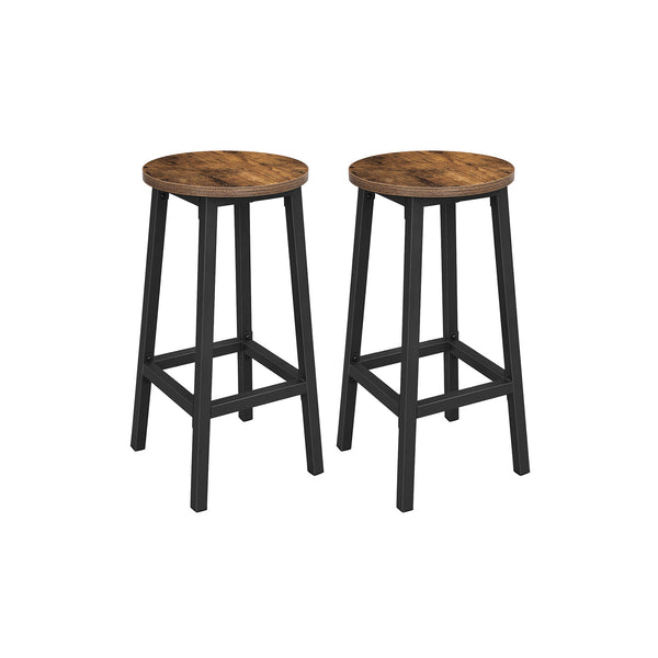 Juego de 2 Taburete de Bar Silla Redonda Silla Alta Marco de Acero Industrial