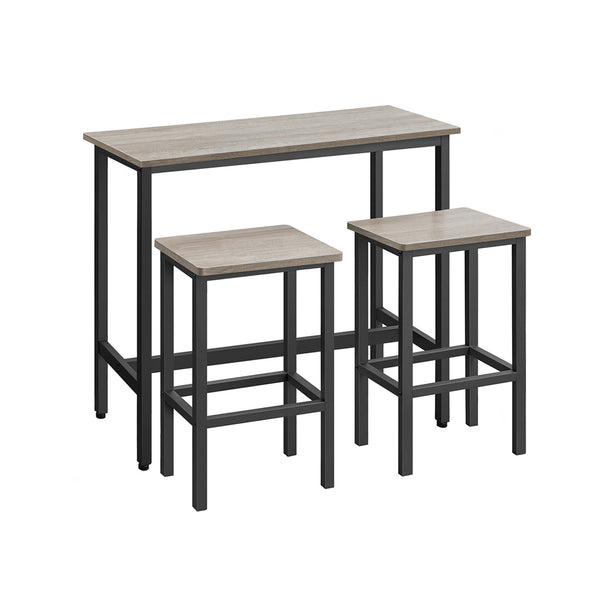 Juego de Mesa y Taburetes de Bar Mesa de Desayuno con 2 taburetes Marco de Acero