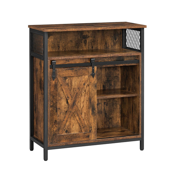 Mueble de Almacenamiento Aparador Armario de Cocina Marrón Rústico y Negro
