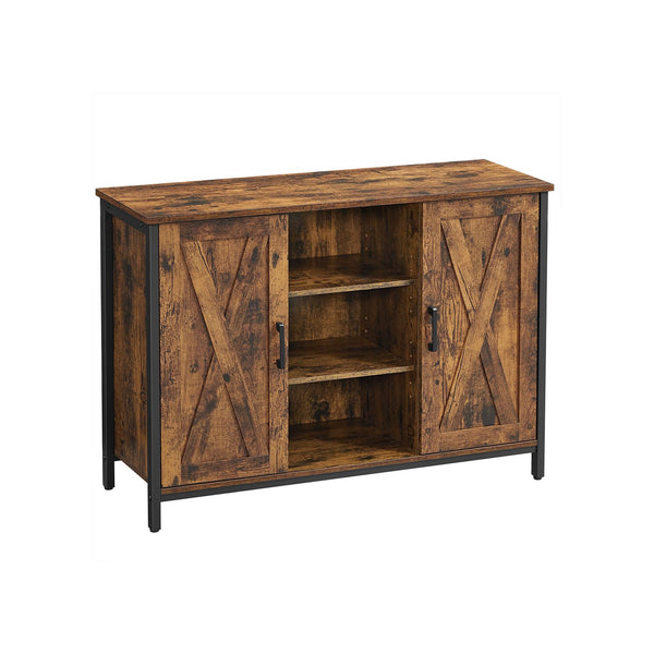 Armario de Almacenamiento con Estantes Mueble de Comedor Marrón Rústico y Negro
