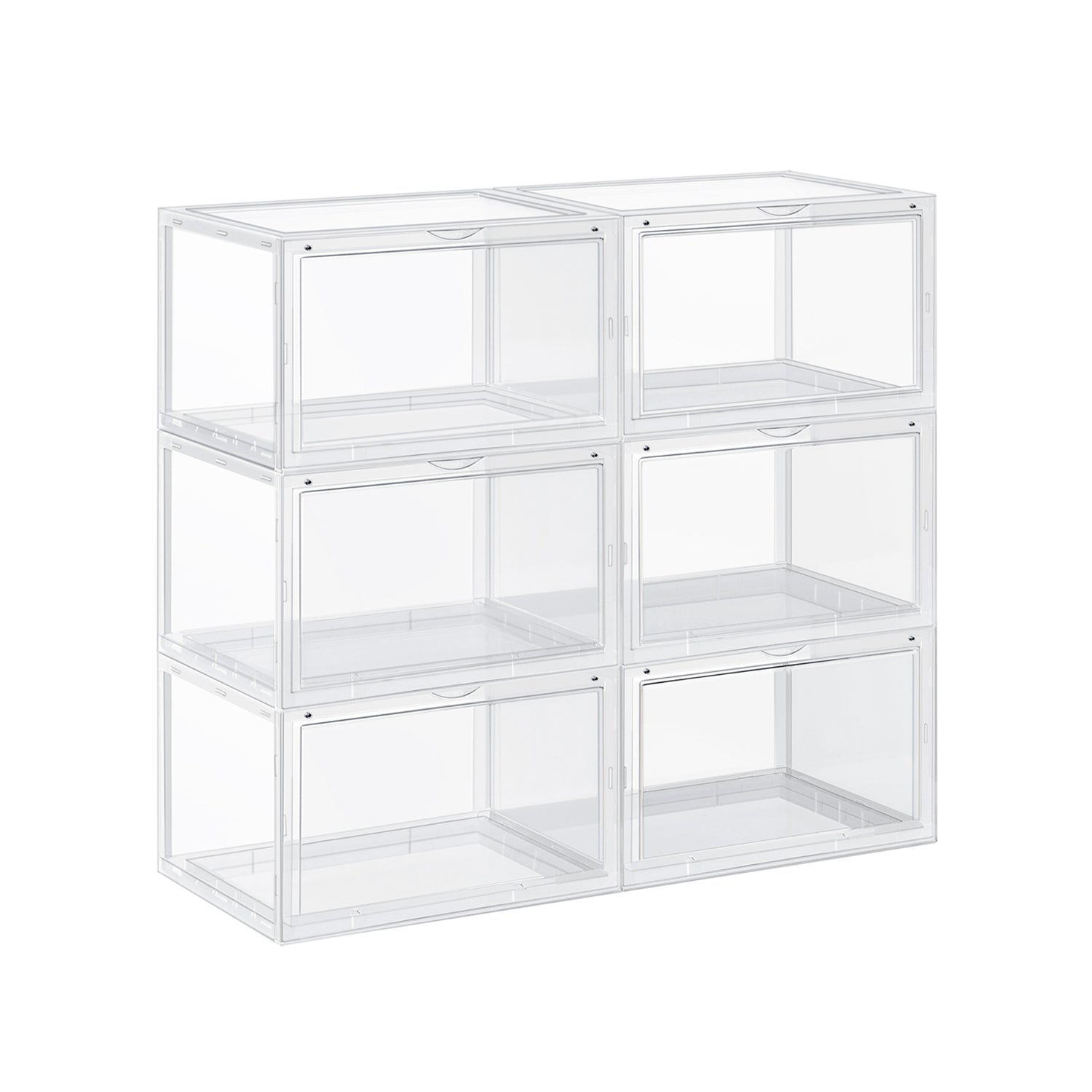 Juego de 6 Cajas para Zapatos Cajas Apilables de Plástico Transparente