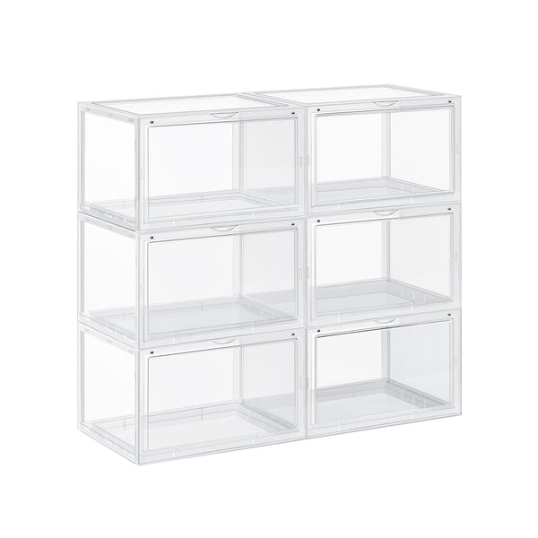 Juego de 6 Cajas para Zapatos Cajas Apilables de Plástico Transparente