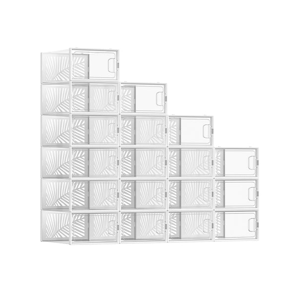 Juego de 18 Cajas de Zapatos Transparente y Blanco