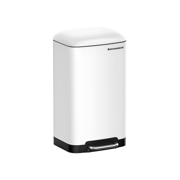 Cubo de Basura para la Cocina 30 L Cubo de Pedal de Acero con Tapa Blanco