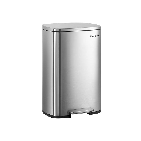 Cubo de Basura de 50 L Basurero para Cocina Papalera Pedal de Paso Acero
