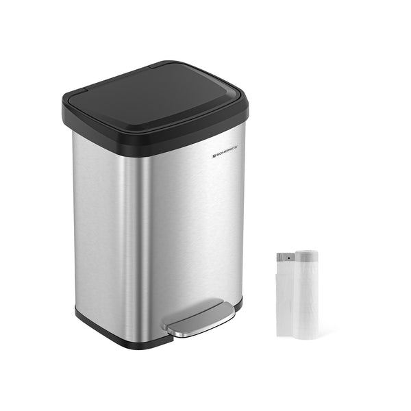 Cubo de Basura de Cocina 50 L Plata y Negro