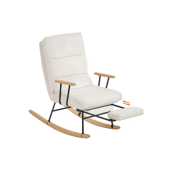 Silla Mecedora Respaldo Regulable Blanco Crema