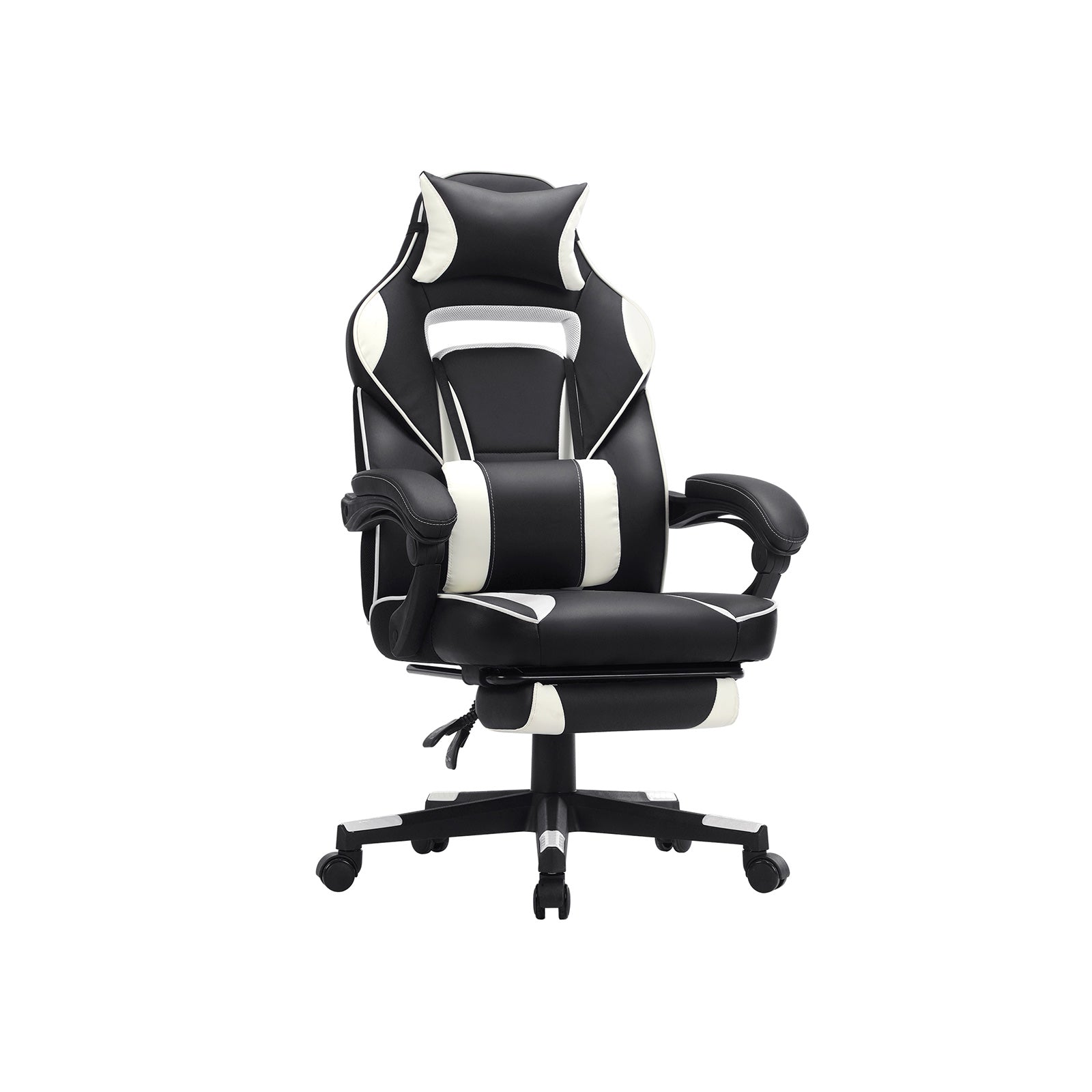 SONGMICS, silla de juegos de carreras, silla de oficina ergonómica  ajustable con apoyapiés, mecanismo de inclinación, soporte lumbar, carga de  330 libras, negro y rojo UOBG073B01 : Hogar y Cocina 